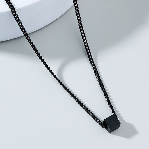 Nihaojewelry Simple Style Cube Pendant Titanium Steel Necklace Wholesale Jewelry