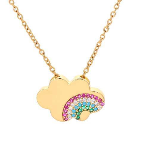 Fashion Jewelry Rainbow Cloud Pendant Inlaid Zircon Copper Necklace Wholesale