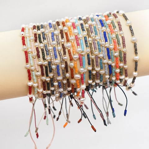 Böhmisches Myuki-perlen-handgemachtes Gewebtes Süßwasserperlen-seil-armband