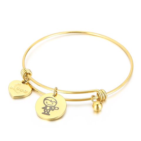 Fashion Simple Retractable Stainless Steel Heart-shaped Couple Bracelet