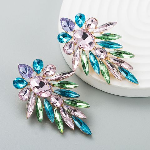Fashion Shiny Alloy Colored Diamond Earrings Female Wholesale