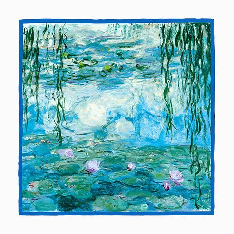 53cm Monet Oil Painting Series Water Lilies Under The Willow Tree Ladies Twill Scarf