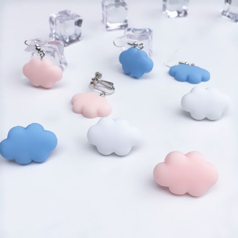 Cute Solid Color Cloud Earrings Simple Resin Drop Earrings