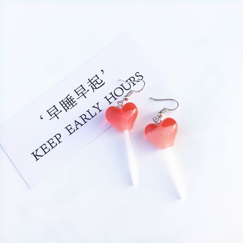 Cute Heart-shaped Lollipop Earring Resin Candy Earrings