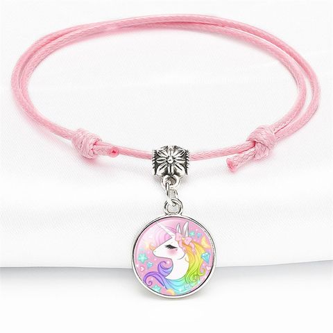 Children's Cartoon Pony Unicorn Pink Spring And Summer Time Gem Bracelet