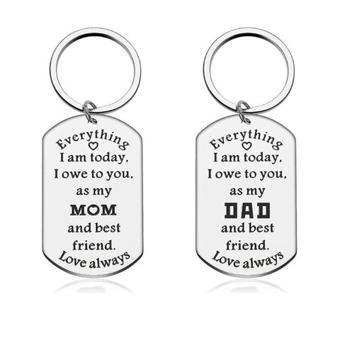 Parents Christmas Gift Stainless Steel Lettering Everything Today I Owe... Keychain