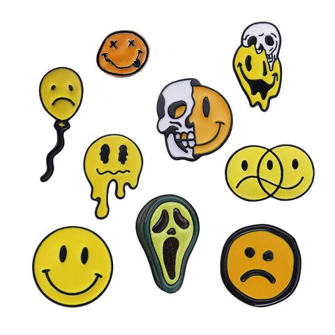New Skull Smiley Face Crying Face Expression Avocado Balloon Dripping Oil Alloy Brooch
