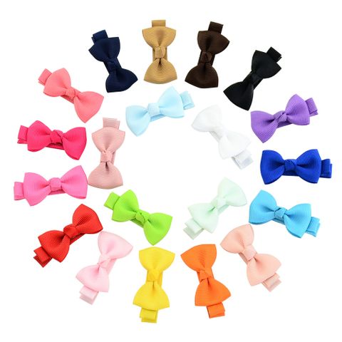 New Children's Hair Accessories 20 Colors Handmade Cute Bow Ribbon Hairpin