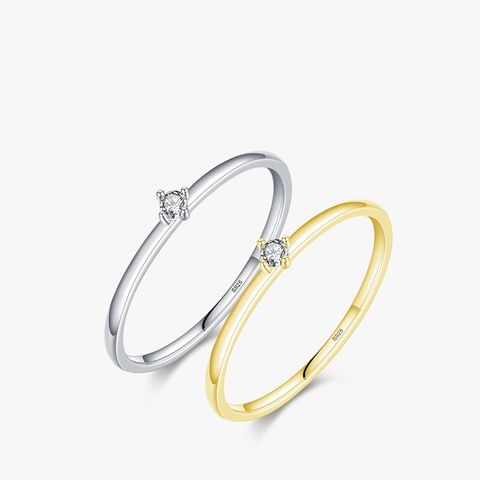 Wholesale Simple Style Geometric Sterling Silver Rhinestones Rings
