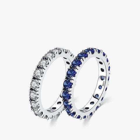 Sterling Silver Fashion Geometric Rhinestones Rings
