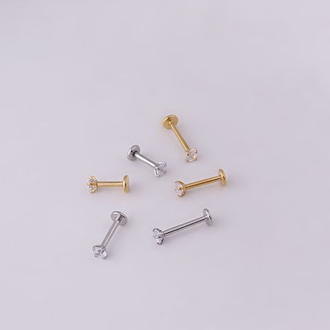 3mm Round Zircon Inner Tooth Lip Nail 6/8/10mm Stainless Steel Piercing Jewelry