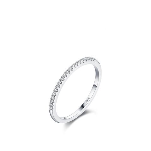 Fashion S925 Sterling Silver Simple Inlaid Diamond Ring