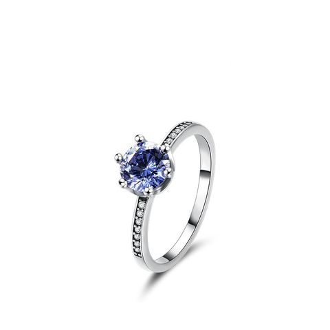 Fashion S925 Silver Tanzanite Blue Zircon Crown Gemstone Ring