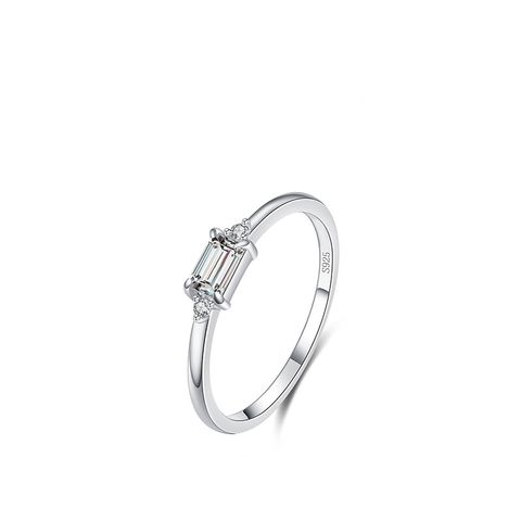 Simple S925 Sterling Silver Popular Ring Female Inlaid Zirconium Fine Ring