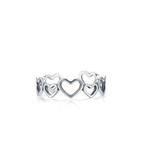 S925 Sterling Silver Retro Irregular Heart-shaped Hollow Opening Adjustable Ring