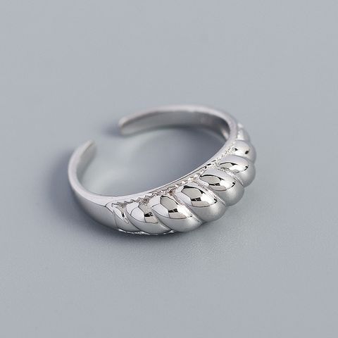 Fashion Twill Croissant Ring S925 Silver Retro Open Ring