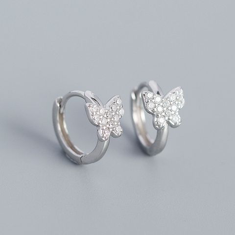 Fashion S925 Silver Butterfly-encrusted Diamond Earrings Female