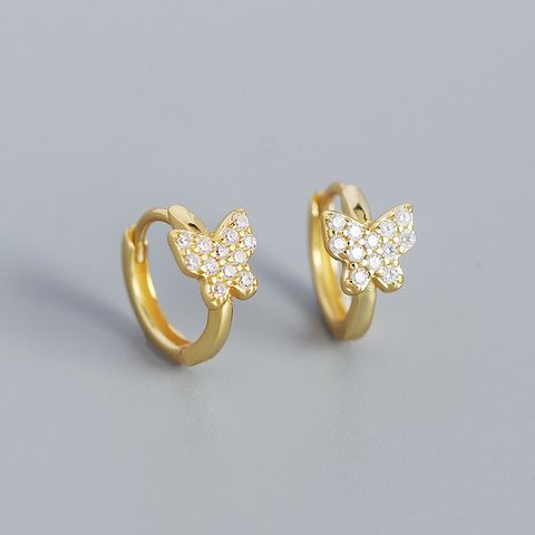 Fashion S925 Silver Butterfly-encrusted Diamond Earrings Female