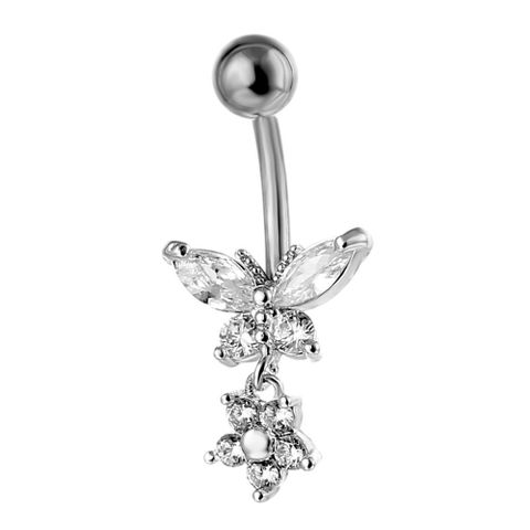 New Piercing Jewelry Fashion Zircon Butterfly Flower Belly Button Nail