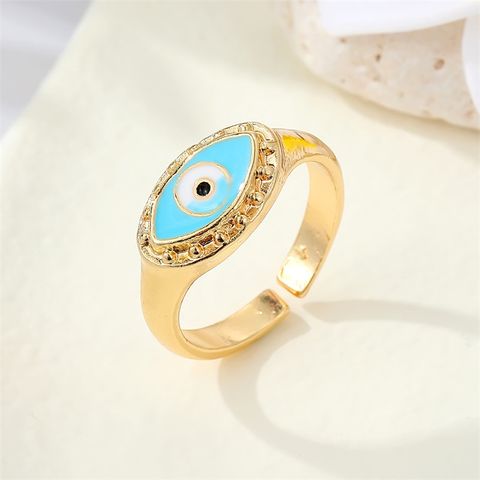 Fashion Colorful Metal Triangle Eye Ring Geometric Devil's Eye Ring