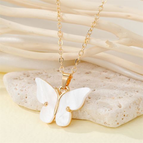 Fashion Simple Acrylic Butterfly Alloy Necklace