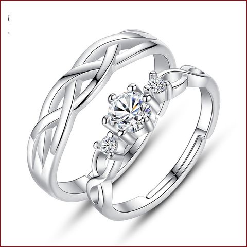 Korean Fashion Fashion Copper Plated Platinum Zircon Winding Open Ring