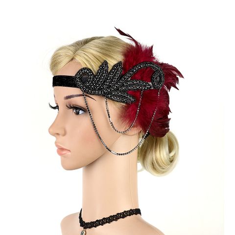 Fashion Retro Tassel Feather Diamond Headband Hairband