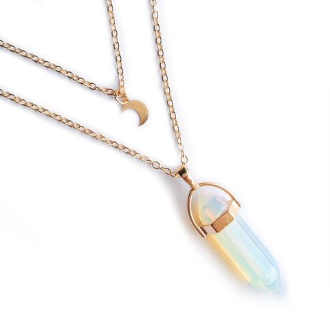 Fashion Simple Moon Hexagonal Column New Women's Geometric Pendant Alloy Necklace