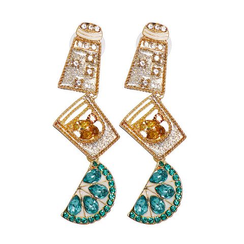 Fashion Geometric Diamond Metal Artificial Gemstones Earrings