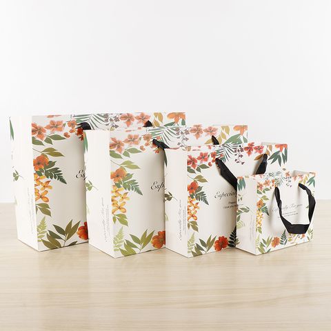 Retro Plant Shopping Tote Paper Bag Cosmetic Bag Shoe Box Bag Clothing Paper Bag