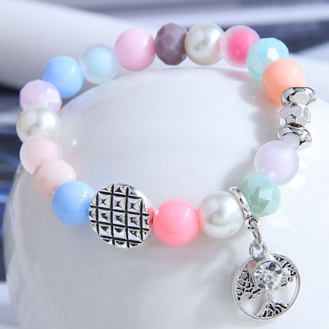 Fashion Metal Colorful Beads Hollow Tree Pendent Bracelet