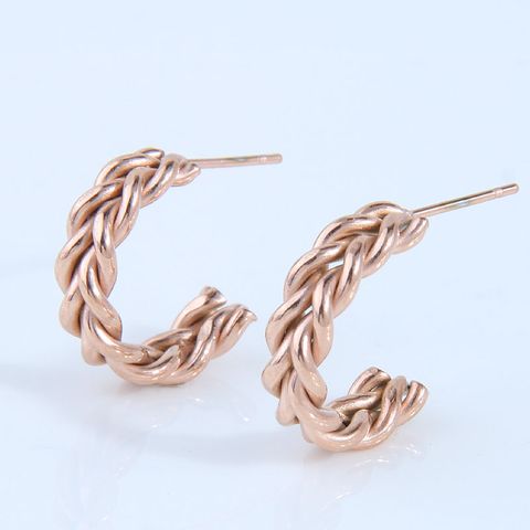 Korean Weaving Titanium Steel Geometric C-shaped Earrings