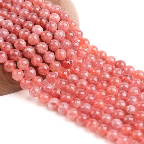 Natural Ice Seed Strawberry Crystal Scattered Round Beads Semi-finished