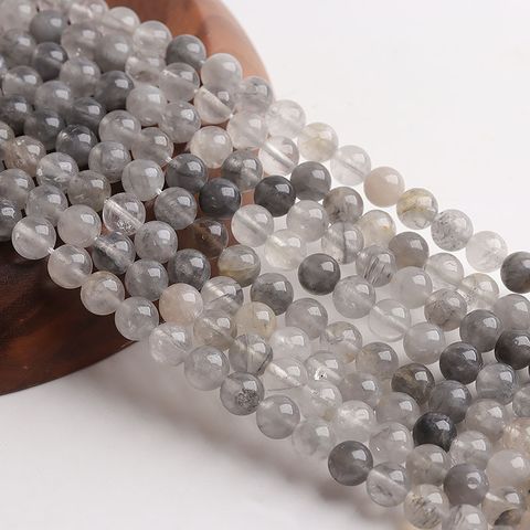 Natural Crystal Loose Transparent Striped Round Beads Semi-finished Jewelry Accessories