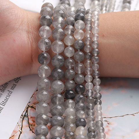 Natural Crystal Loose Transparent Striped Round Beads Semi-finished Jewelry Accessories