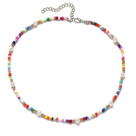Fashion Colored Beads Pearl Colorful Bohemian Ethnic Necklace