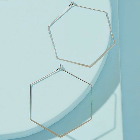 Fashion Geometric Hexagon Earrings Creative Alloy Hoop Earrings