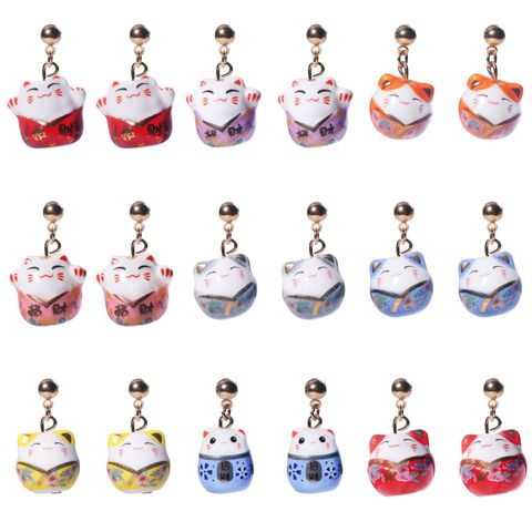 Diy Ceramic Earrings New Cute Style Ceramic Multi-color Lucky Earrings
