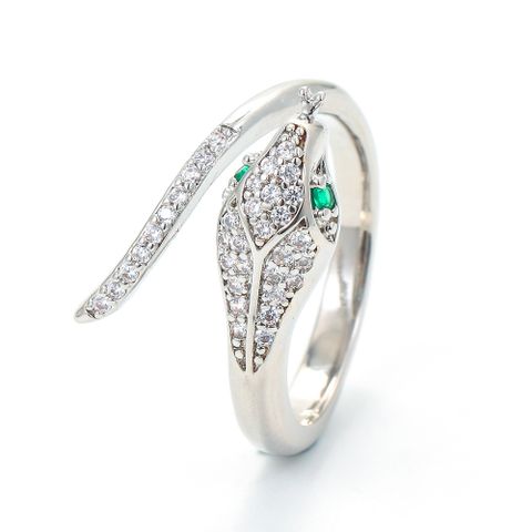 Fashion Micro-set Zircon Snake Green Opening Copper Zircon Ring