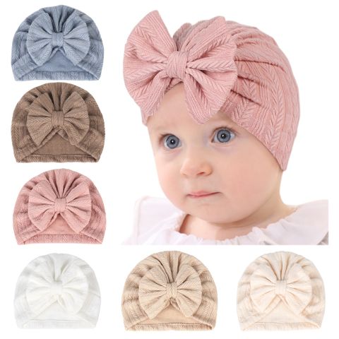 Children's Headwear Wholesale Solid Color Wheat Ear Pattern Bow Hat