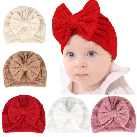 Baby Spring And Autumn Newborn Cute Boneless Bow Hat Hemp Pattern