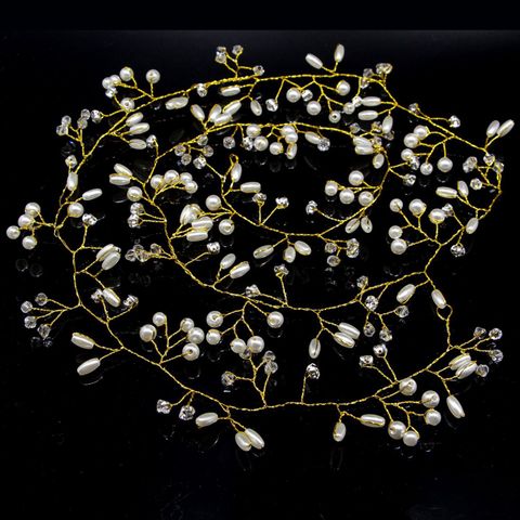 Brides Lengthened Bridal Handmade Pearl Hairband Wedding Accessories