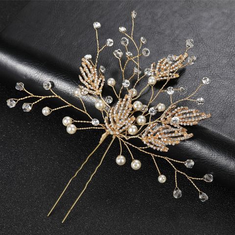 Fashion Bride Hair Accessories Golden Diamond Alloy U-shaped Hairpin