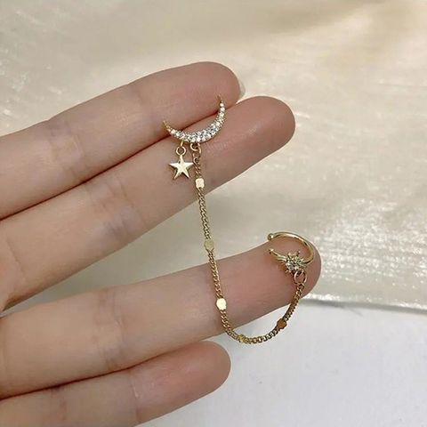 Fashion Diamond-studded Crescent Simple Ear Clip Alloy Ear Bone Clip