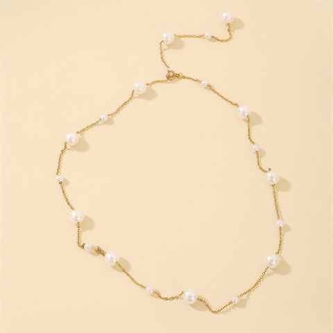 Simple Pearl Beaded Chain Fashion Necklace