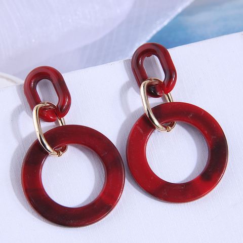 Simple Style Round Resin Women's Drop Earrings