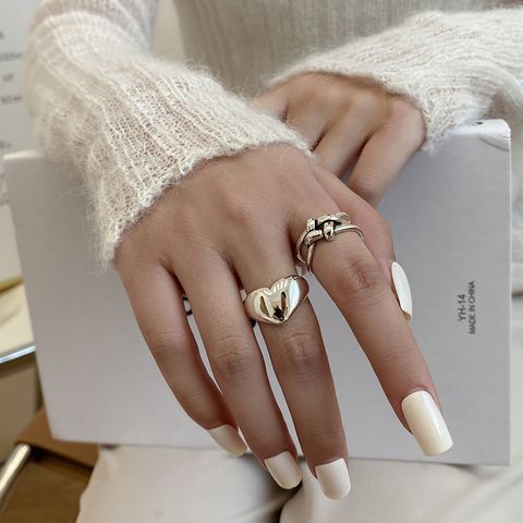 Retro Heart-shaped Glossy Creative Opening Adjustment Metal Ring