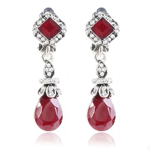 Wholesale Jewelry Fashion Water Droplets Alloy Artificial Gemstones Diamond Earrings