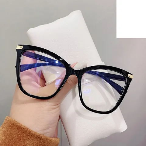 Cat's Eye New Anti-blue Light Retro Large Frame Plain Mirror Fashion Glasses