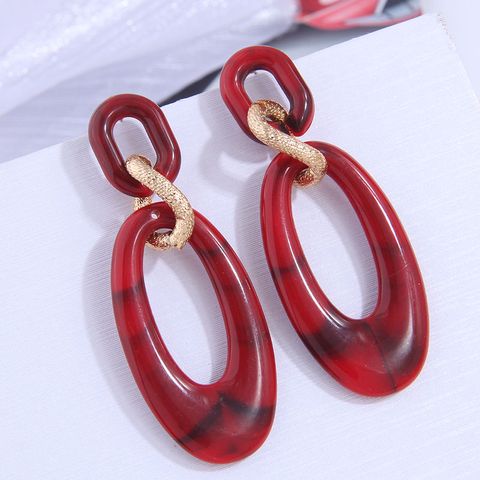 Fashion Simple Oval Shape Resin Pendant Earrings